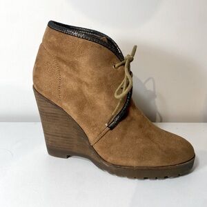 Vanessa Wu Anthropologie Brown Wedge Booties Boot US 7 Ties Boho Country Western